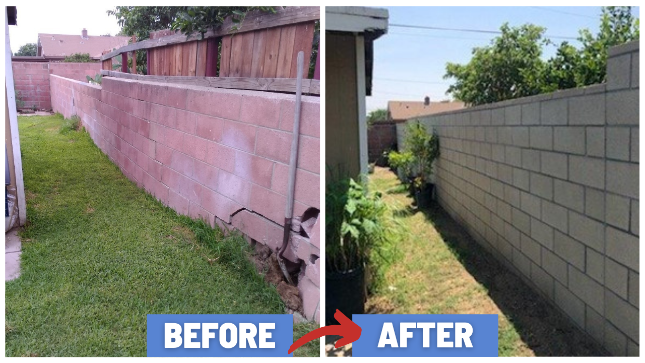 Before and After of brick wall