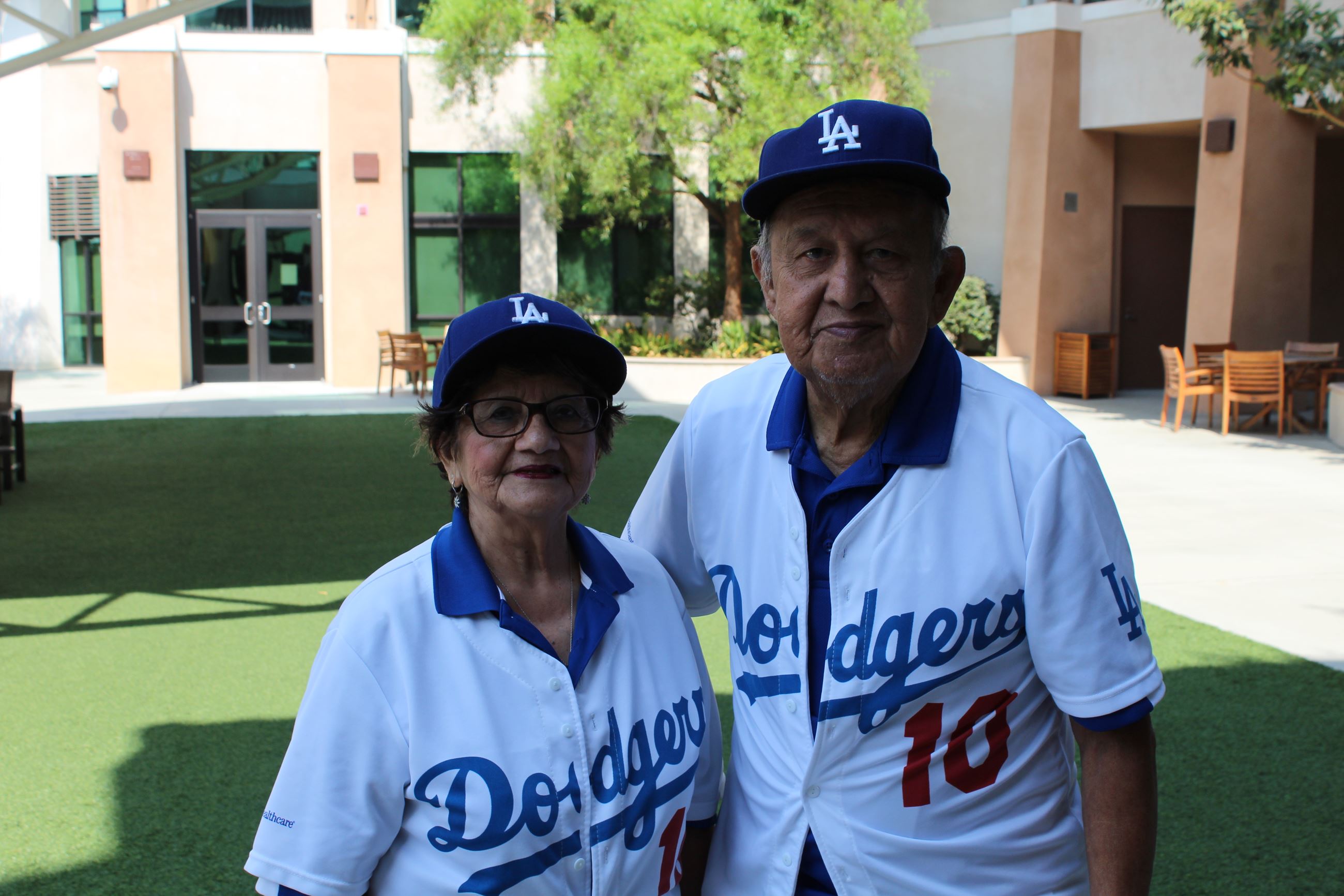 Senior Members dressed in spirit week attire, wearing Dodger jerseys 