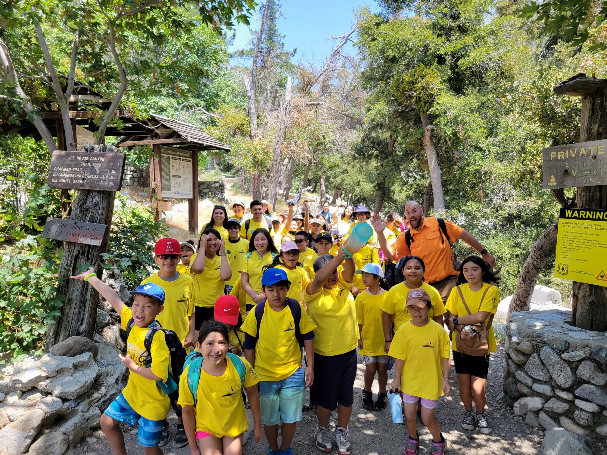 Nature center camp participants on fieldtrip in nature